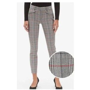 GAP Signature Plaid Pants Skinny Ankle Houndstooth Black & White Plaid Size 10
